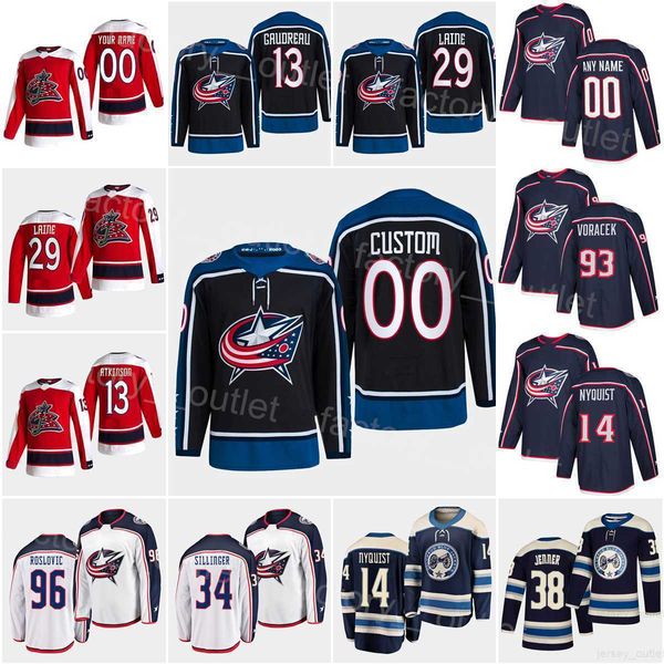 

columbus hockey blue jackets reverse retro 38 boone jenner jersey 34 cole sillinger 96 jack roslovic 13 johnny gaudreau patrik laine jakub&#, Black;red