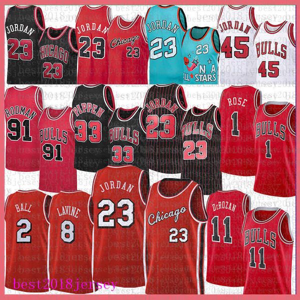 

basketball jersey chicagos bull 2021 2022 new 23 michael lonzo 2 ball demar 11 derozan derrick 1 rose zach 8 lavine scottie 33 pippen red, Black;red