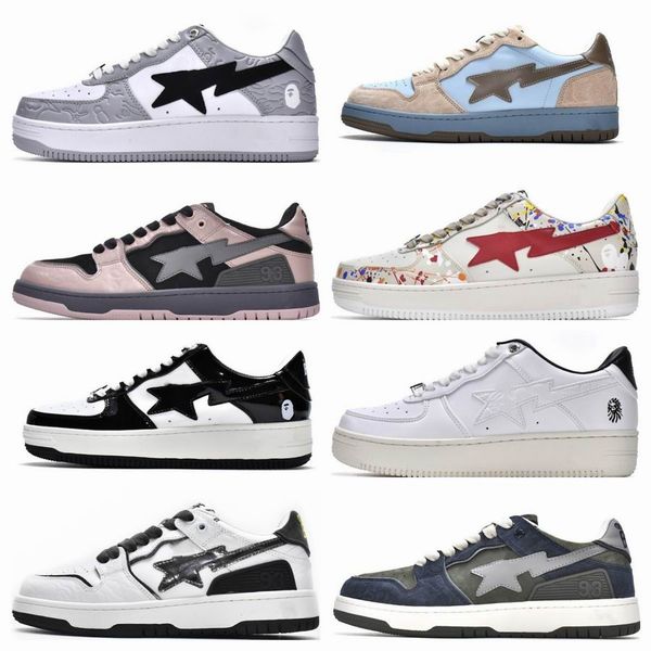 

mens casual sports roller shoes womens bapestar sk8 star platform trainer sneakers patent leather running shoe 22/23 barbie baped ape design