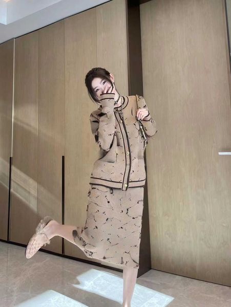 

brand women's tracksuits designer design g autumn and winter new knitwear suit camel cotton fashion casual suit, Gray