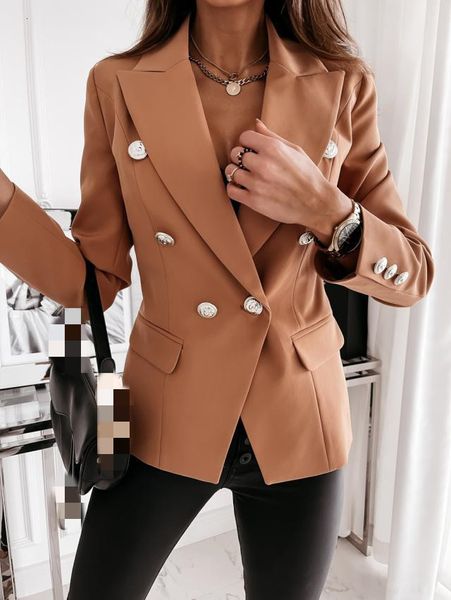 

women's suits blazers autumn women's blazer coat long sleeve double breasted button solid khaki female blazers fashion office ladi, White;black