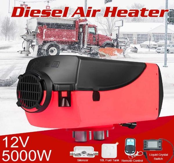 

home heaters 12v 5kw diesel air parking heating lcd switch with silencer remote control for trucks boats car trailer w221025