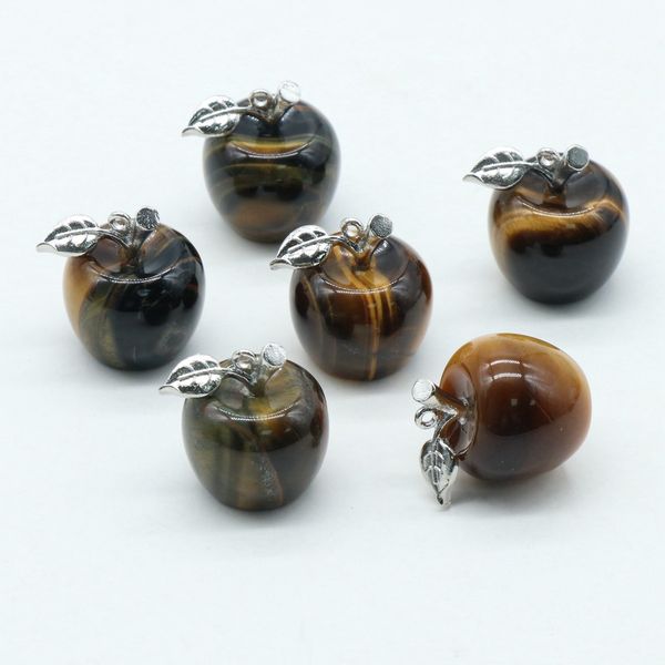 

christmas decoration wholesale tiger eye apple shape crystals healing stones crystal stone apple for gift, Silver