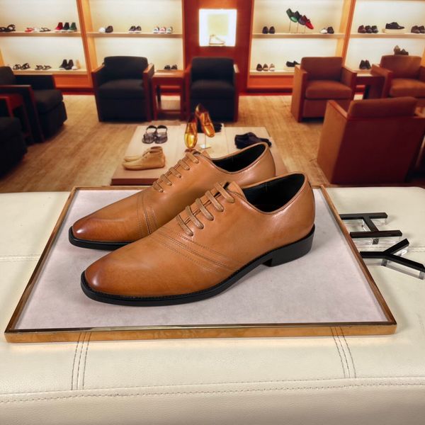 

2023 men dress shoes genuine leather party wedding flats male classic brand designer formal business oxfords size 38-44, Black