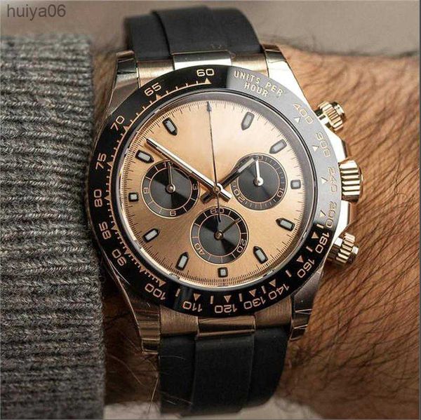 

luxury edition men's mechanical watch 2813 automatic movement multi-button adjustable dial black rubber comfortable strap sapphire glas, Slivery;brown