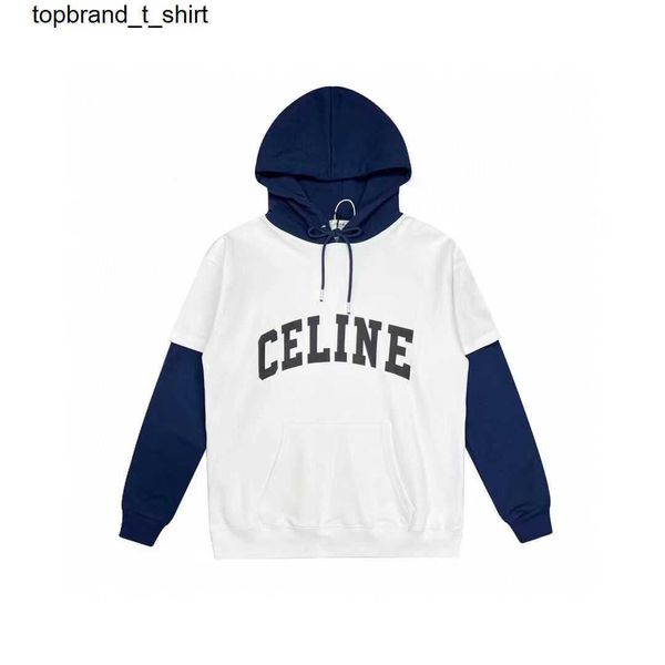 

men's hoodies sweatshirts designer winter new product letter splicing fake piece pullover hooded sweater men women streetwear hoodie, Black