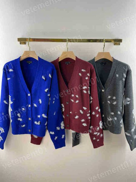 

luxury womens sweater knitted button cardigan jackets jacquard flocked logo modern punk knitted sweater fashion designer sweater women cloth, White;black