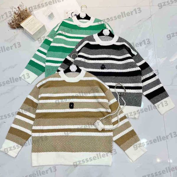 

designer womens sweaters ch chest logo embroidered sweater autumn and winter striped stitching luxury pullover sweater for women clothing, White;black