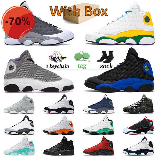 

og with box jumpman 13 13s trainers basketball shoes vintage houndstooth hyper royal mens womens reverse bred red flint gold glitter sports, Black