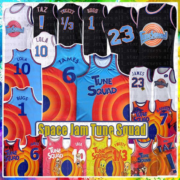 

lebron movie space jam tune squad 2 6 james basketball jersey 23 1 bugs 22 bill murray 10 lola d.duck taz tweety 7 r.runner 2021 youth', Black;red