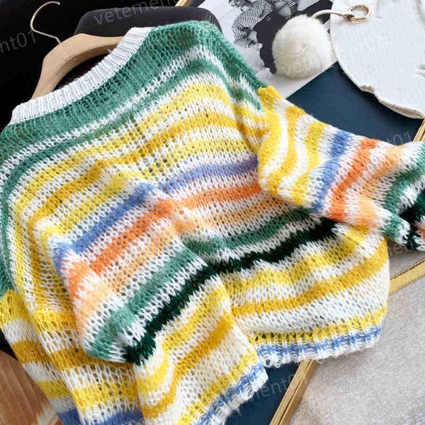 

luxury womens sweaters lo knitted colorful knitted sun protection clothing same star fashion pullover designer women clothing for summer 091, White;black