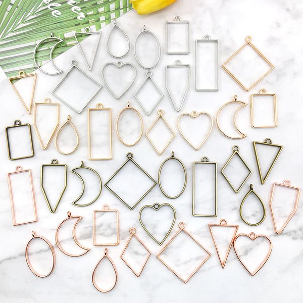 

geometric charms for keychain necklace bracelet jewelry making supplies rectangle triangle findings & components acessories christmas gift w, Bronze;silver