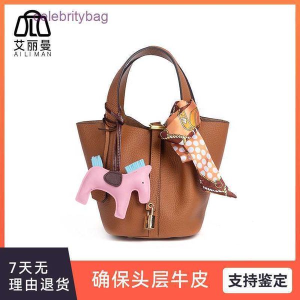 

original designer herms bag picotin locks vegetable basket genuine leather women's bag 2022 new togo bucket head hand buckle women s di
