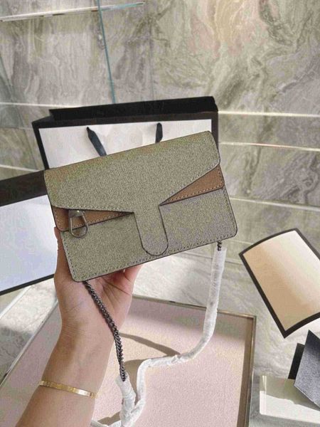 

fashion brand womens classic crossbody bag letter printing gold chain designer luxury jewelry oneshoulder bag purse handbag khak 17cm