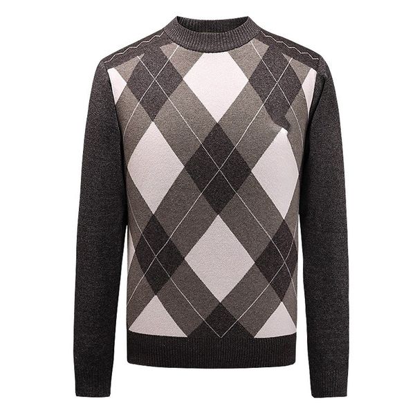 

men's designer argyle sweater luxury casual long sleeve winter thermal jumper in asian code -3xl, White;black