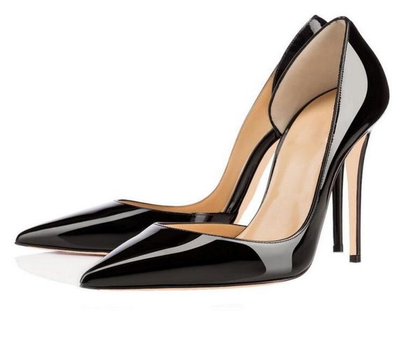 

summer fashion lady shiny black high heelscutouts patent leather dress party shoes women pumps pointy toe stilletto heel sh4320707