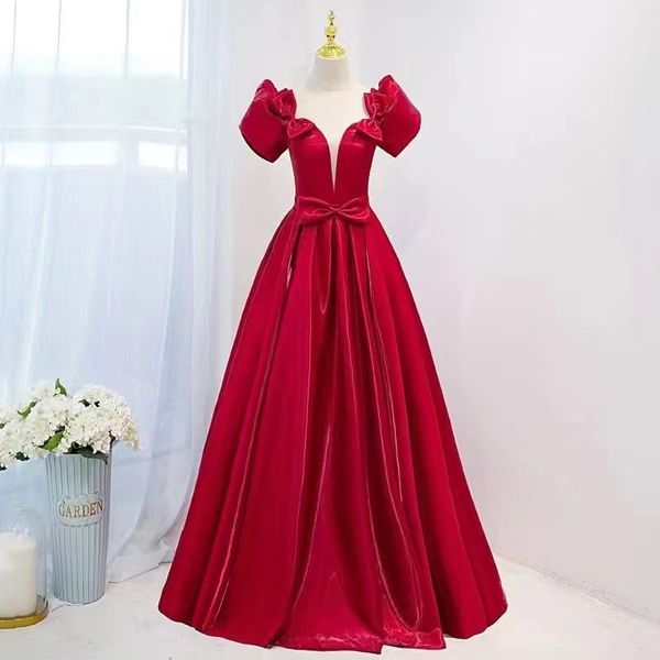 

2023 a-line prom dresses long princess satin tulle floor length halter with crystals lace up back evening dress custom made formal evesning, Black;red