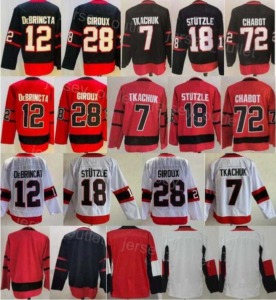 

men ice hockey 7 brady tkachuk jersey 72 thomas chabot 18 tim stutzle 12 alex debrincat 28 claude giroux black red white team color all&#039