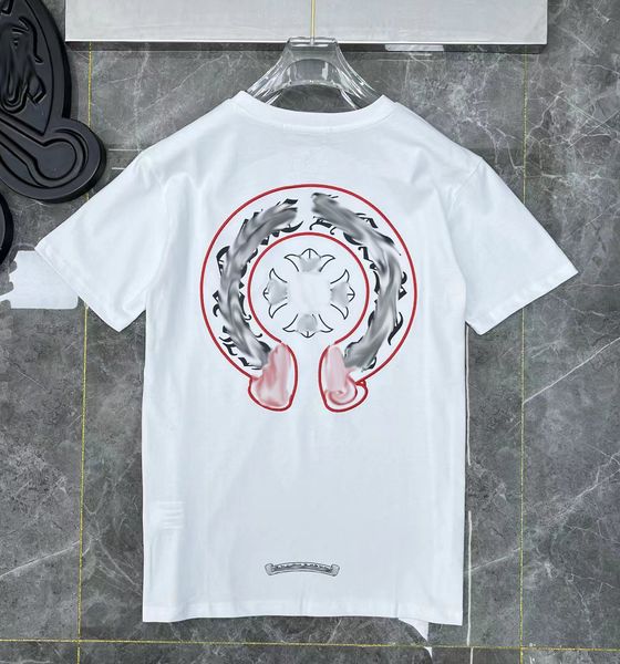 

luxury classic mens t shirts brand ch fashion men sanskrit letter t-shirt horseshoe cross designer tshirts man hip hop sweater summer loose, White;black
