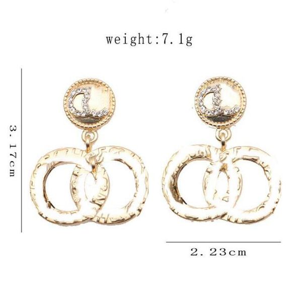

20style design 18k gold plated women letters stud long dangle earrings luxury geometric 925 silver rhinestone crystal pearl flower jewelry, Golden;silver
