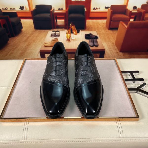 

2023 men's dress shoes genuine leather casual designer flats male brand slip on party wedding business oxfords size 38-44, Black