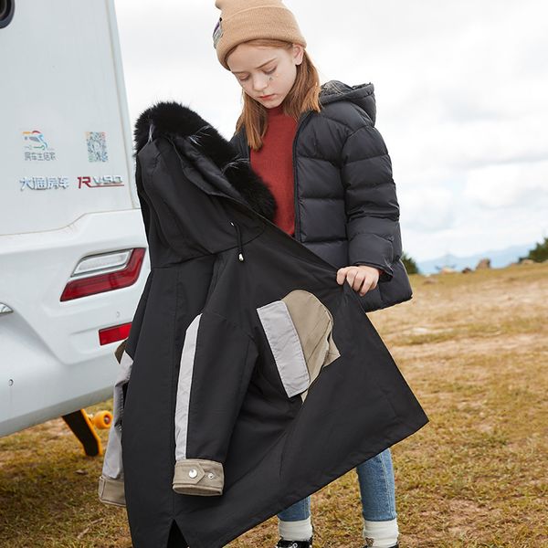

down coat winter children doublelayer thick warm down jacket kids boys girls handsome hooded coat teen parka casual sport outerwear 221125, Blue;gray