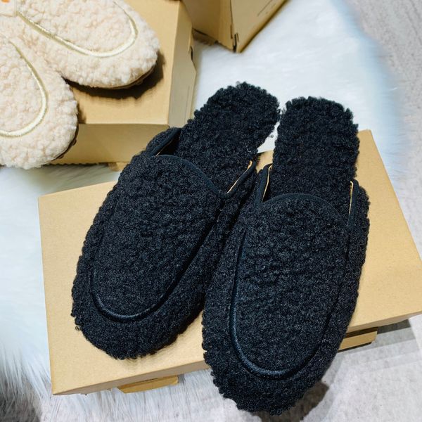 

slippers super mini soft bottom boots one stirrup les petites ankle boots shoes suede wool blend warm comfortable winter with box size35-40, Black