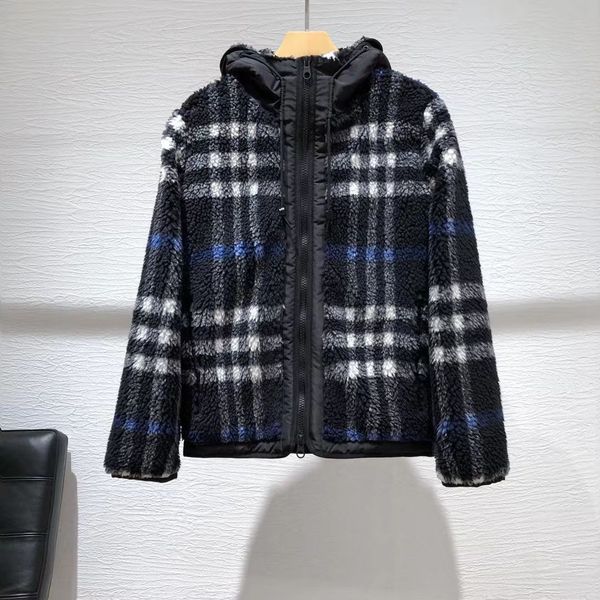 

women's jackets luxury designer couple hooded check jacket check pattern tactile fleece jacket aw22 collection autumn winter vintage co, Black;brown