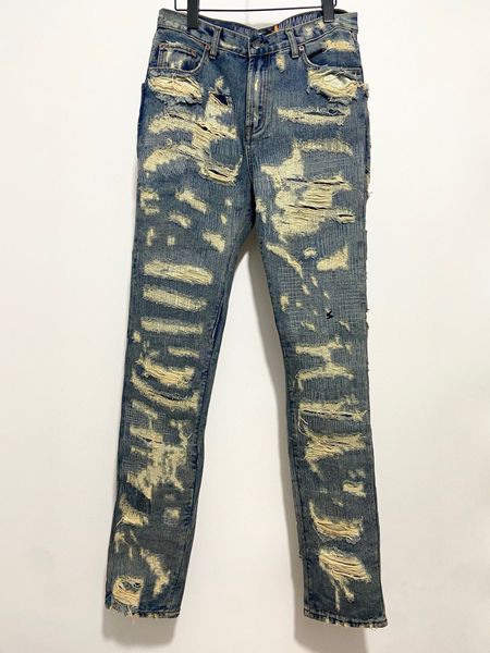 

luxurys designers jeans distressed ripped jean france fashion pierre straight men's biker hole stretch denim casual jean men skinny pan, Blue