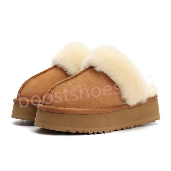

designer fashion womens slippers australia luxury thick soled plush light warm winter slippers disquette platform shearling slipper, Black