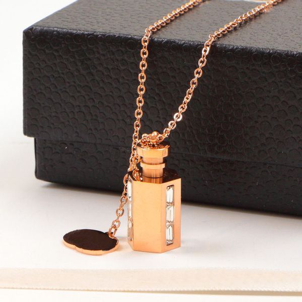 

designer earrings necklaces titanium steel luxury style 3 colors perfume bottle love gold pendant necklace fashion jewelry wholesale, Silver