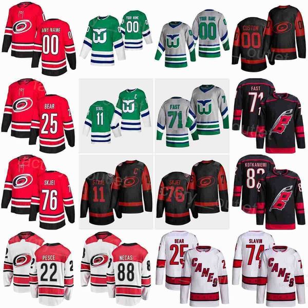 

carolina hockey hurricanes reverse retro 74 jaccob slavin jersey 76 brady skjei 88 martin necas 11 staal 71 jesper fast ethan bear jesperi&#, Black;red