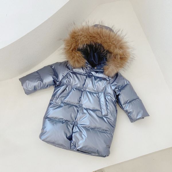 

down coat outdoor play antifouling down jacket fall and winter boys and girls waterproof antifouling children's fur akimbo down jacket, Blue;gray