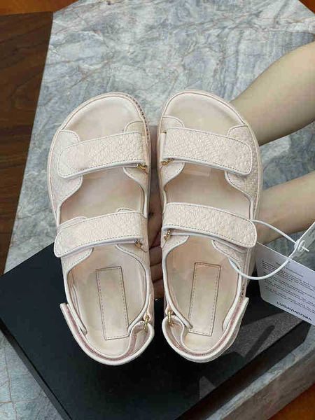

sandals fashion-5a ladies hook and loop fastener litchi grain leather resin logo hardware buckle beach travel business party dress shoes, Black