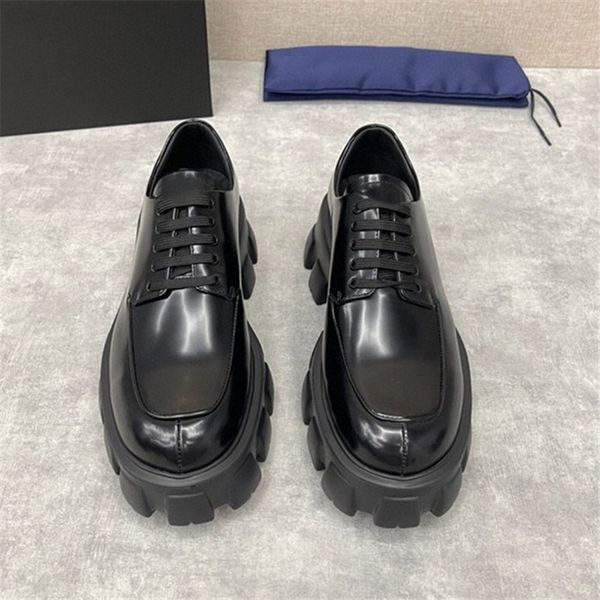 

couple fashion casual shoes new thick soled shoes black lacing loafers