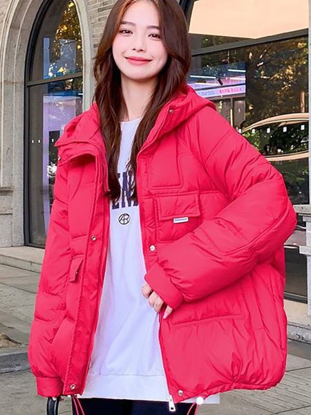 

women's down parkas women winter jackets luxury parkas for woman korean causal hodded down cotton jacket female short padded parka 2211, Black