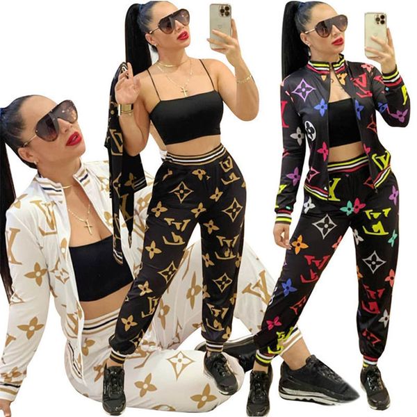 

2023 brand designer women letter tracksuits winter spring 2 piece set casual jacket pants zipper sports suit long sleeve outfits dhl 9034, Gray