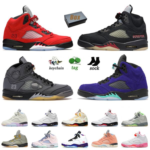 

men women designer 5 5s sneakers jumpman shoes racer blue 5ss concord raging bull alternate grape balck muslin silver offs white jordon bask