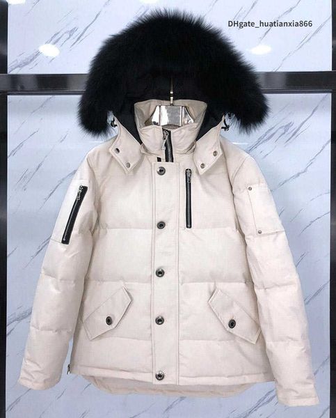 

2023 mens down jackets moose parka winter waterproof cloth men wolf fur wyndham jacket hooded fourrure outwear raccoon furs warm knuck coat, Black