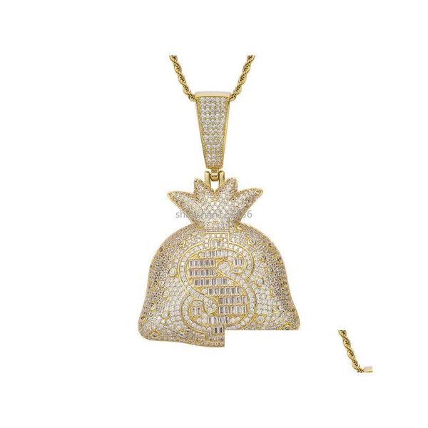 

other jewelry sets money bag necklace 18k gold dollar sign jewelry set bling cubic zirconia diamond hip hop necklaces wallet pendant dhzct, Silver