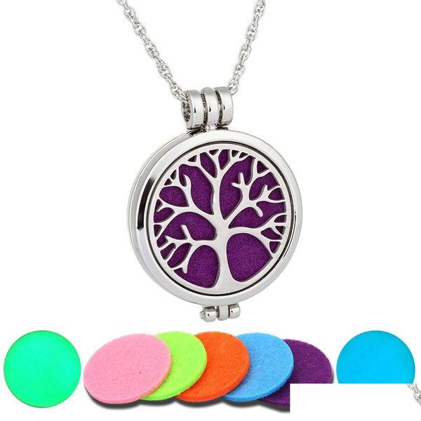 

other jewelry sets tree of life cross snowflake necklace luminous aromatherapy stainless steel per oil diffuser essential necklaces dhiks, Silver