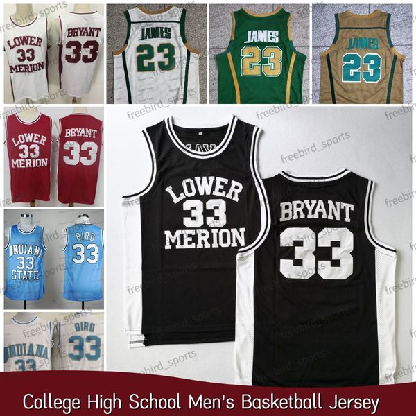 

college 23 james basketball jersey 33 larry bird indiana state sycamores lower merion high school 33 irish st. vincent mary blue green ncaa, Black