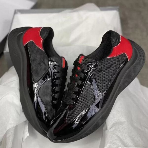 

fashion low-sneakers shoes men casual walking america's cup sports fabric patent leather outdoor high sneaker trainers with box eu 38-4, Black