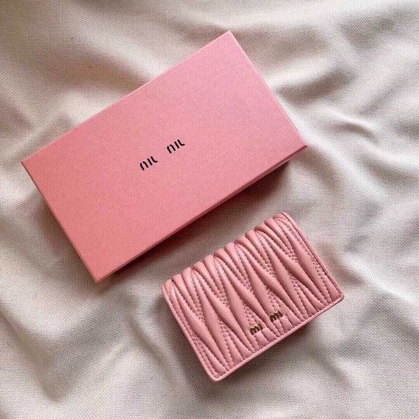 

designer mumu handbags miu sheepskin pleated wallet women's short clip bag fashion leather women