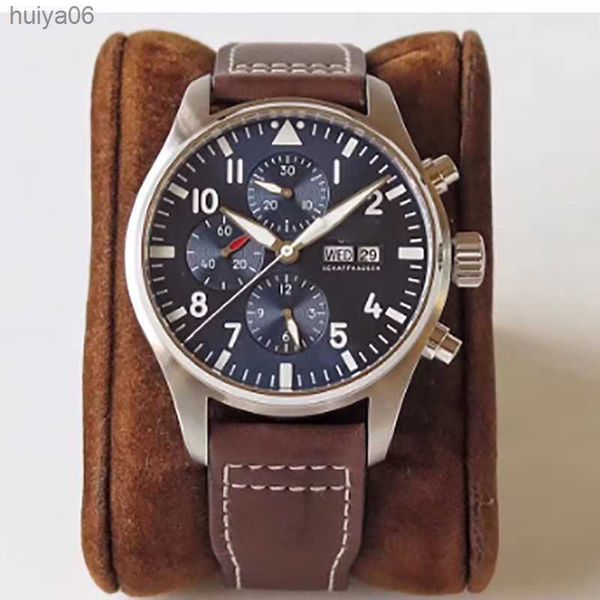 

classic men automatic mechanical pilots watch stainless sapphire brown leather sport watch huiya06, Slivery;brown