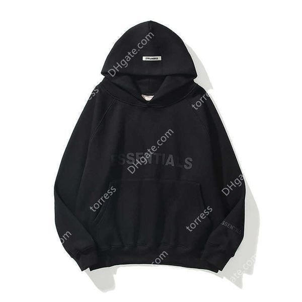 

2023 essentials men's casual sports cool s printed fleece oversized hoodie fashion hip hop street sweater s-3xl, Black