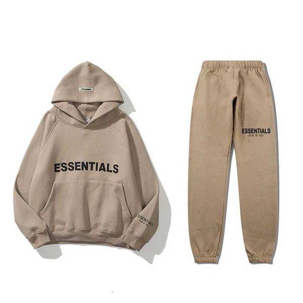 

brand hooded sweater multi thread esentials men's women's long sleeved trousers set pullover, Black;brown
