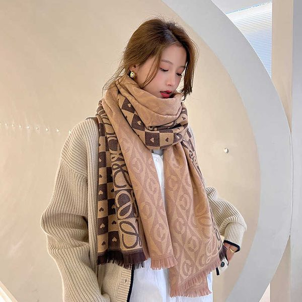 

designer korean autumn and winter new style old flower scarf women's warm square color blocking cashmere double sided jacquard shawl in, Blue;gray