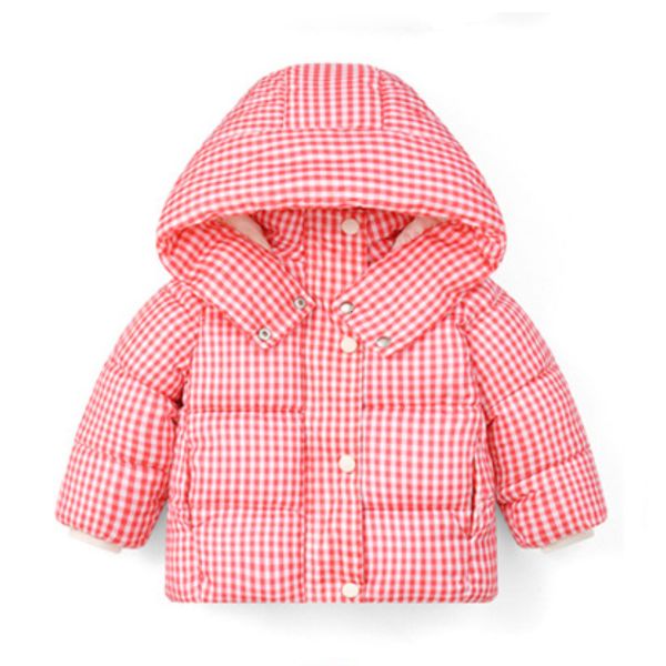 

down coat kid's boys girls jacke winter 16 age add velvet warm classic striped plaid hooded coat fashion children's clothing 22112, Blue;gray