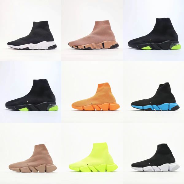 

new men's and women's boots knit socks boots shoe designer high heels platform letters flat jelly non-slip round head rubber leath, Black